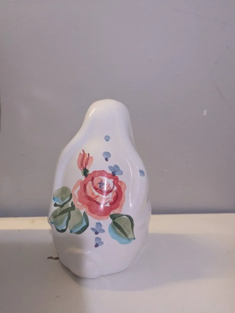 Vintage Hand Painted Floral Glazed Ceramic Porcelain Bunny Rabbit Easter